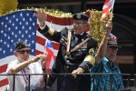 A Puerto Rican veteran being celebrated during the National Puerto Rican Day Parade.
